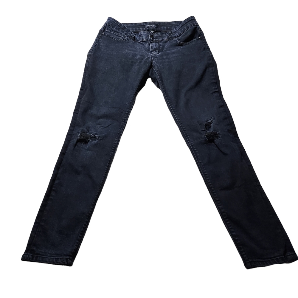 White House Black Market Women's Black Distressed Skinny Leg Jeans Size 6